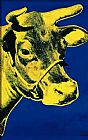 Background Canvas Paintings - Cow Yellow on Blue Background
